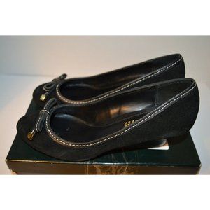 Lauren Ralph Lauren Womens Bernee Black Suede Leather Heel Shoes Size 7.5 B